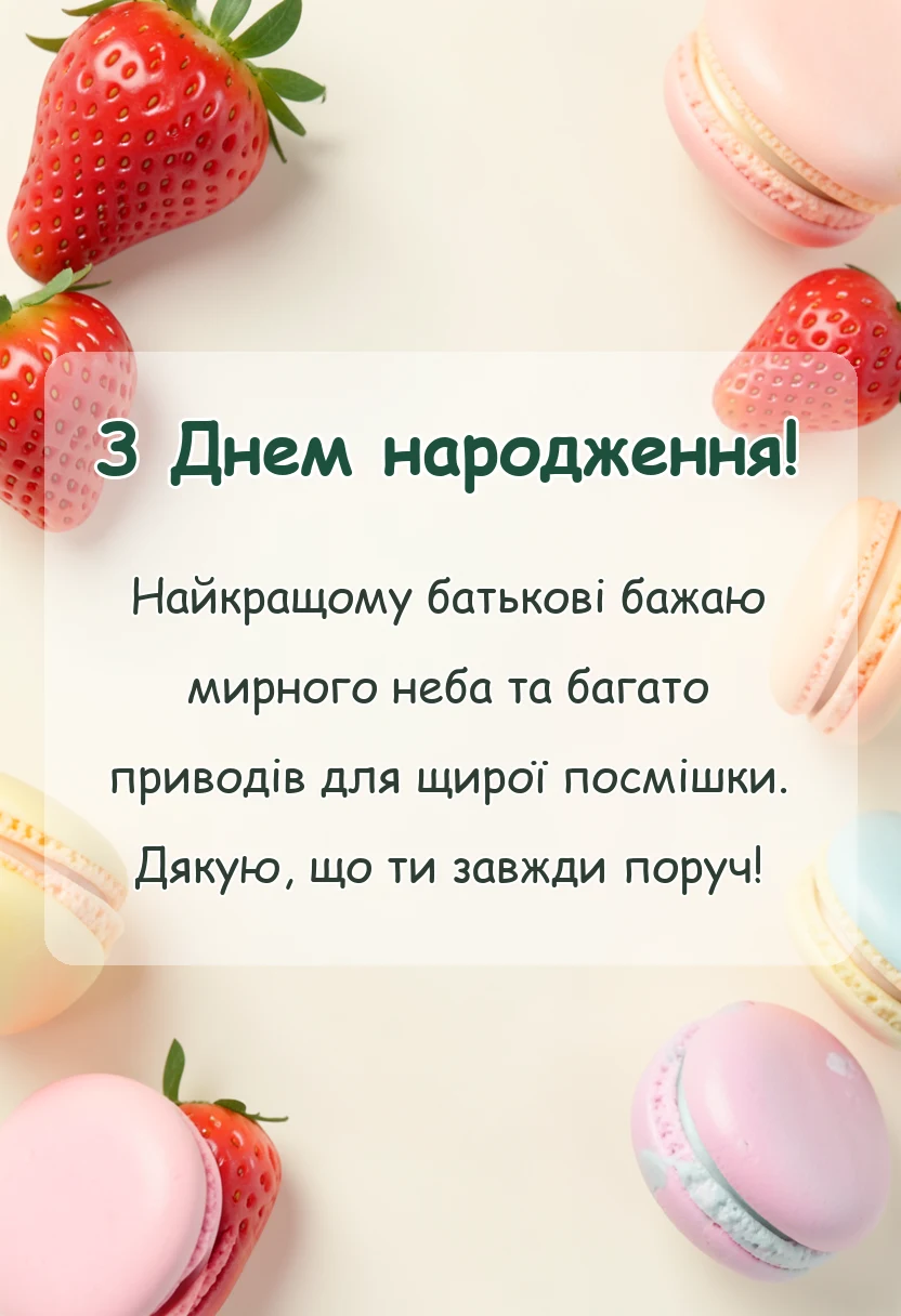 вітальна листівка - привітання з днем народження батькові картинки побажання