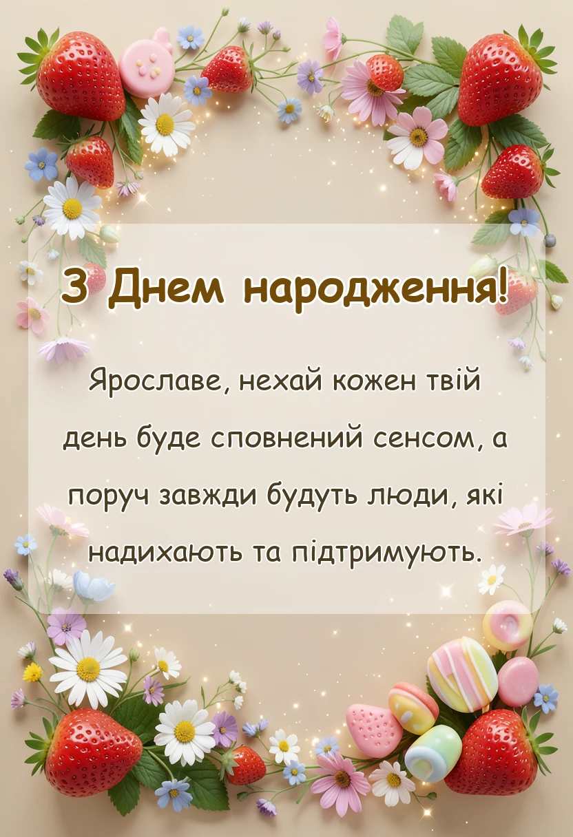 листівка з побажанням - привітання з днем народження ярослав