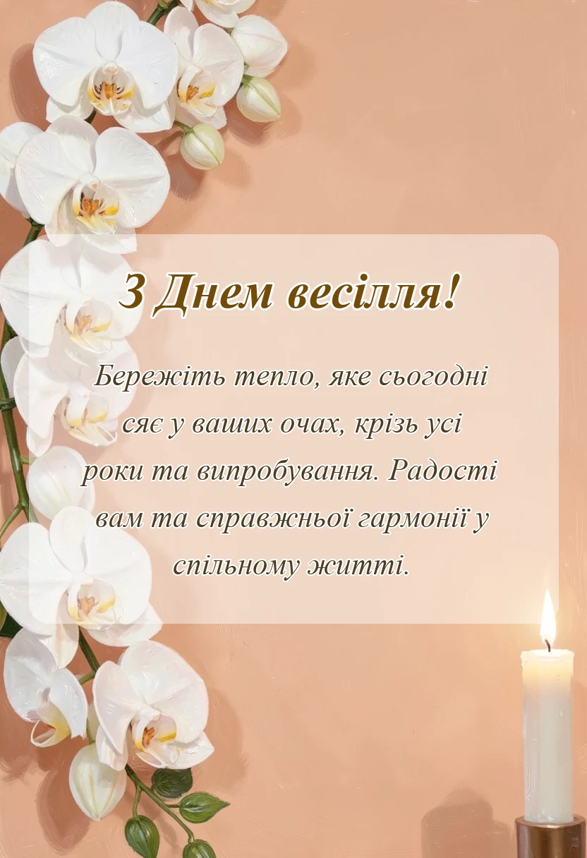 листівка з побажанням - привітання на весілля своїми словами
