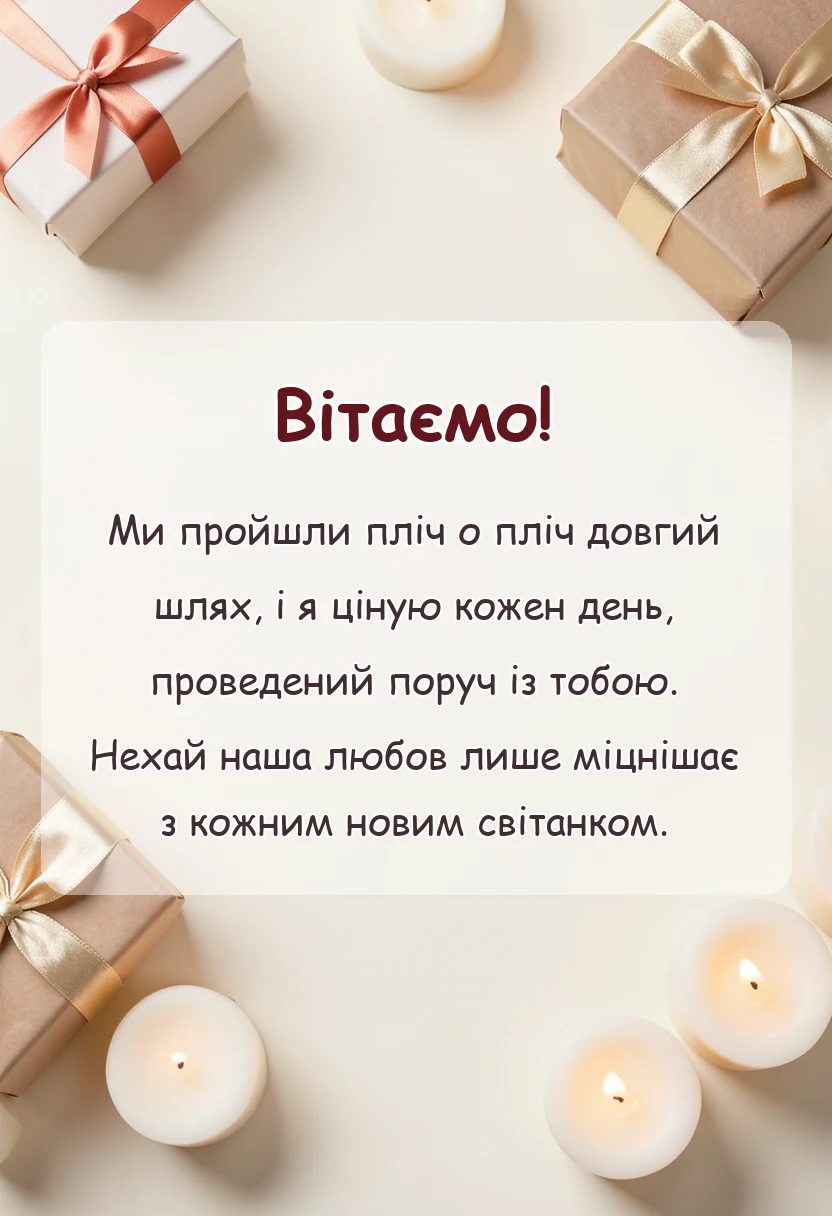унікальна листівка - привітання чоловіку на кришталеве весілля