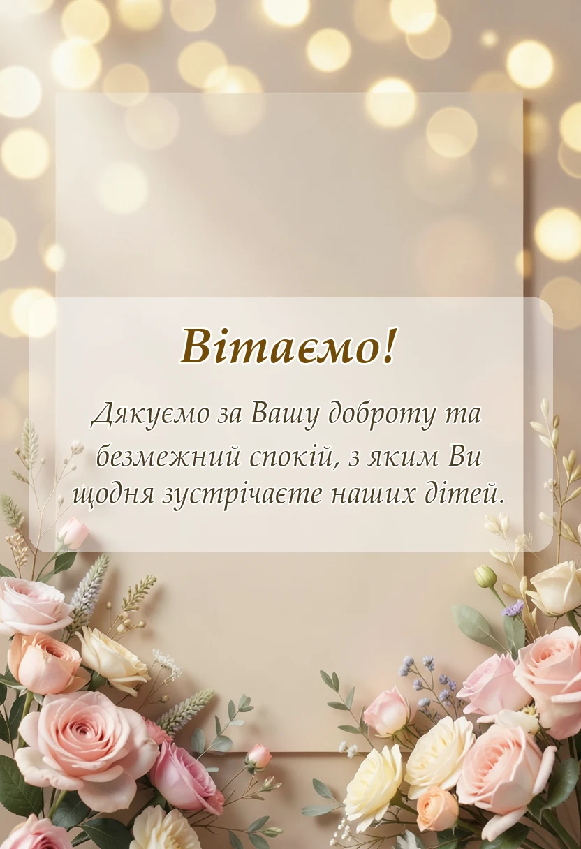 вітальна листівка - слова подяки вихователці