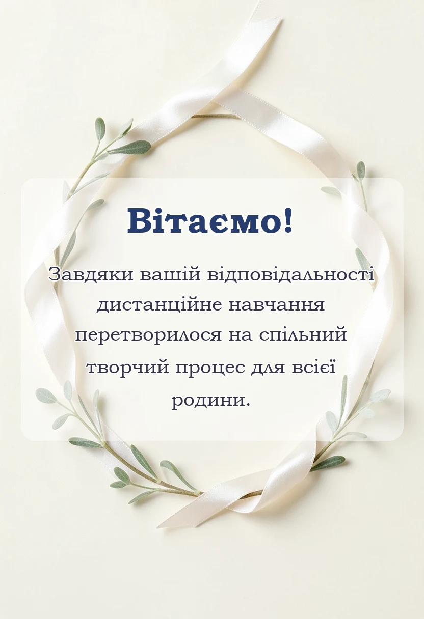 вітальна листівка - щира подяка батькам та учням за дистанційне навчання