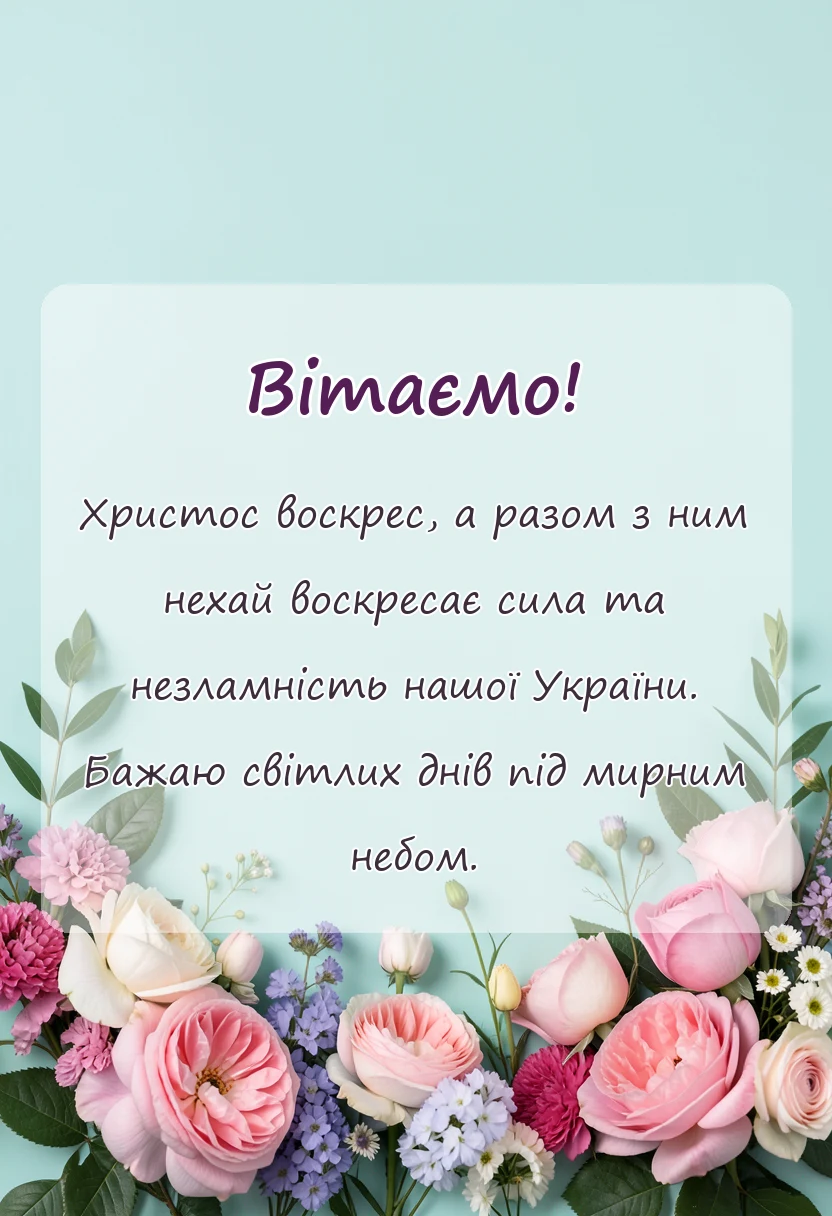 вітальна листівка - патріотичне привітання з великоднем