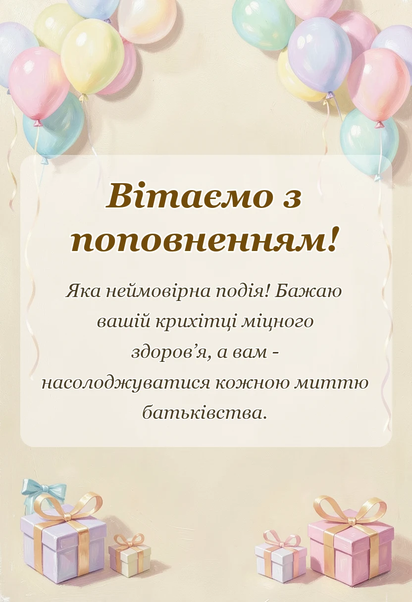 вітальна листівка - привітання з народженням донечки коротко