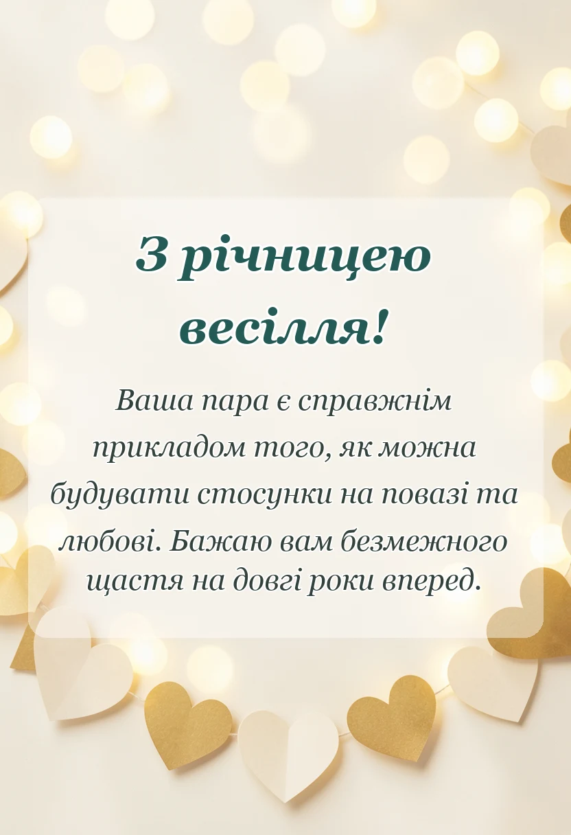 вітальна листівка - привітання з річницею подружнього життя