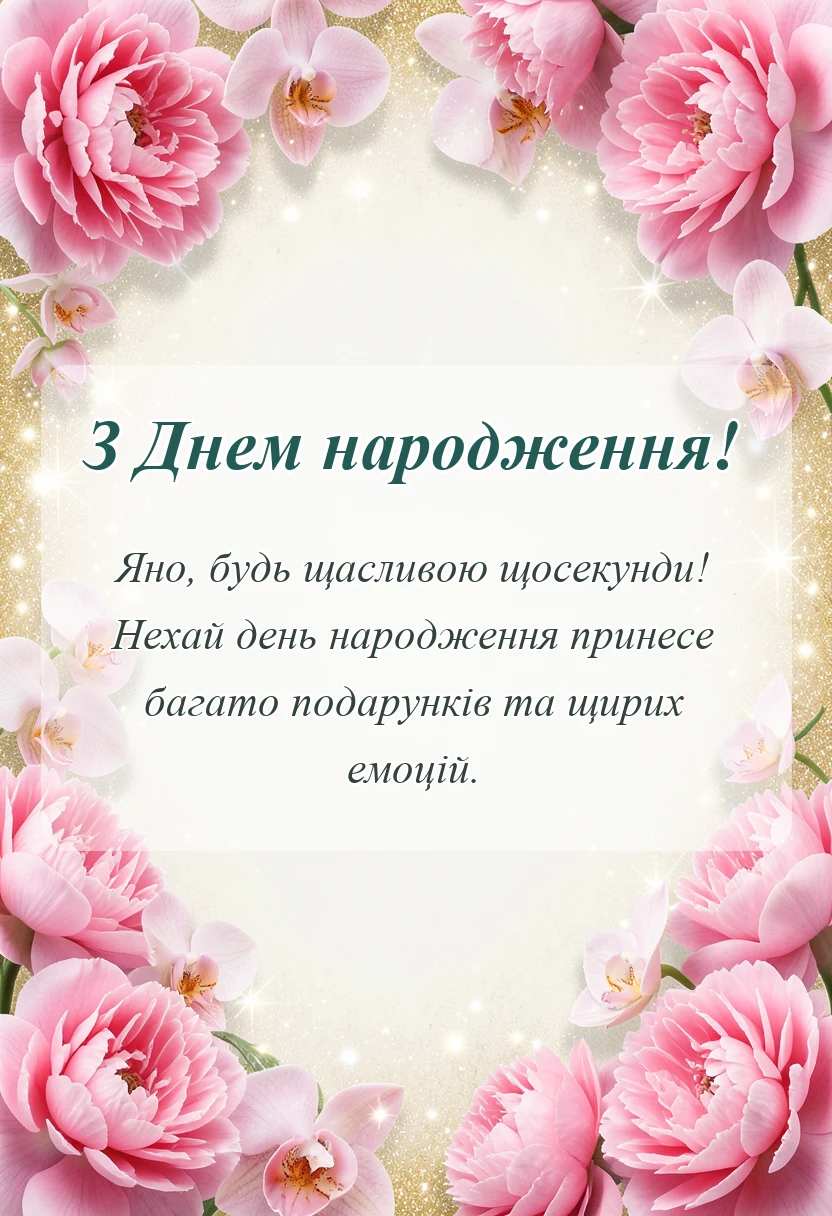 листівка з побажанням - яночка з днем народження картинки