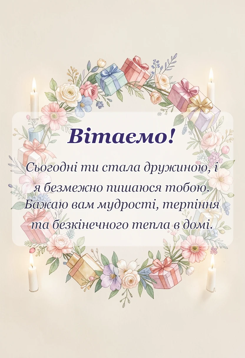 унікальна листівка - привітання з одруженням дочки