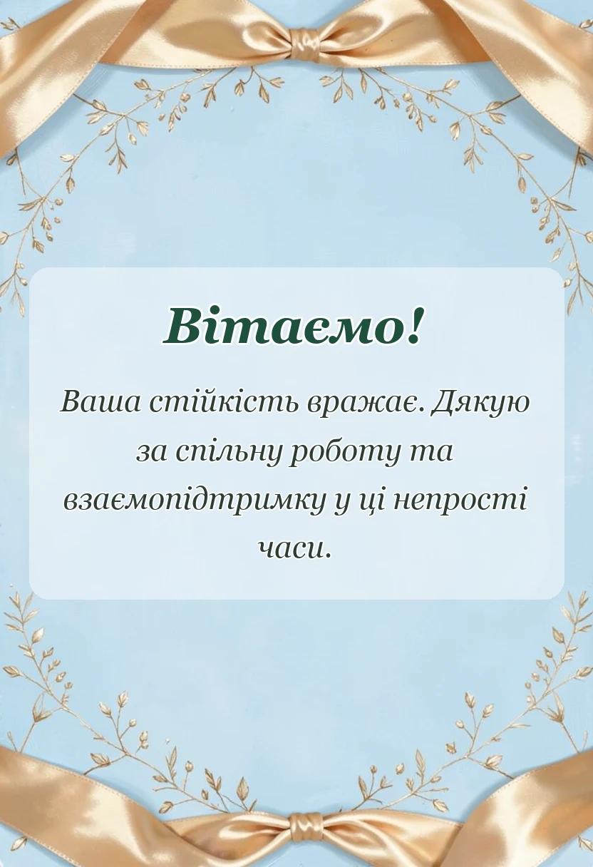 листівка з побажанням - побажання колегам під час війни