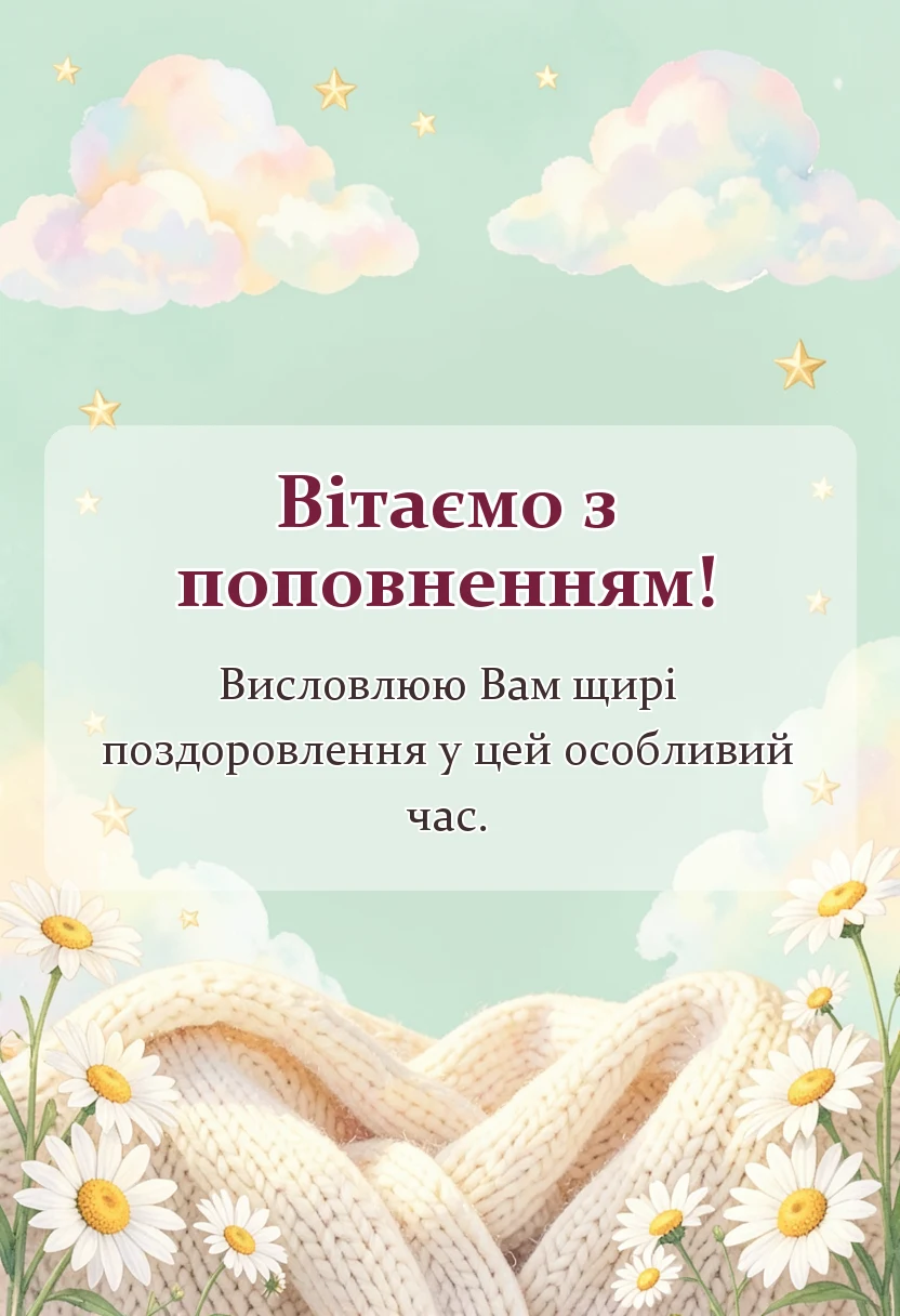 унікальна листівка - привітання з новонародженою донечкою