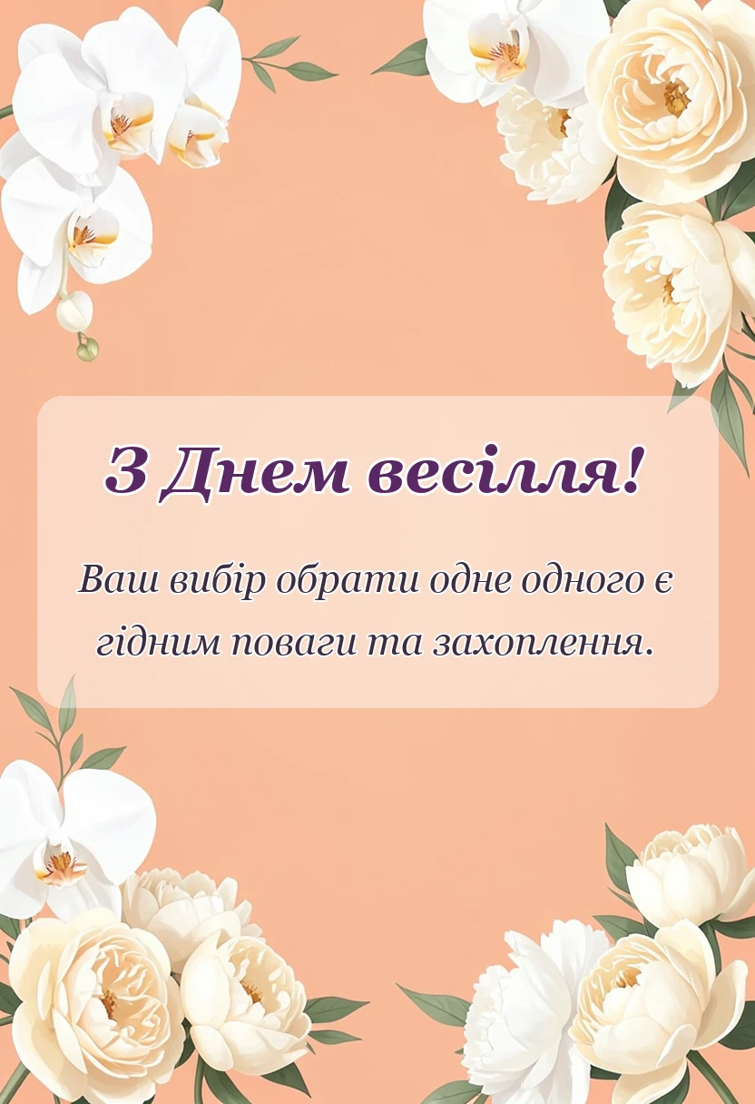 красива листівка: привітання на весілля своїми словами