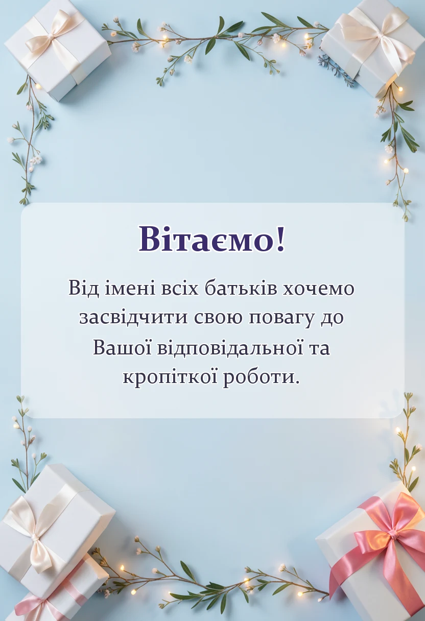 вітальна листівка - слова подяки вихователці