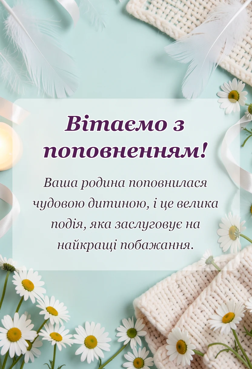 унікальна листівка - вітальні листівки привітання з народженням донечки