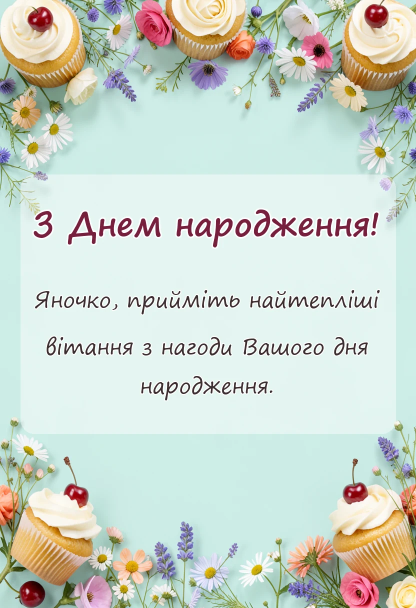 унікальна листівка - яночка з днем народження картинки