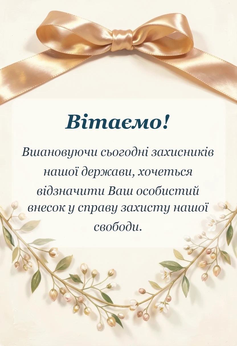 вітальна листівка - привітання з днем захисника україни