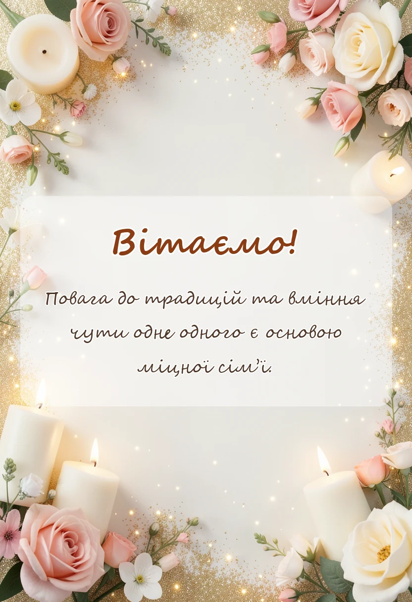 вітальна листівка - привітання з одруженням дочки