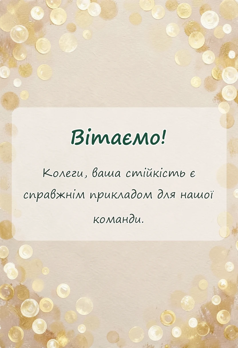 святкова картинка: побажання колегам під час війни