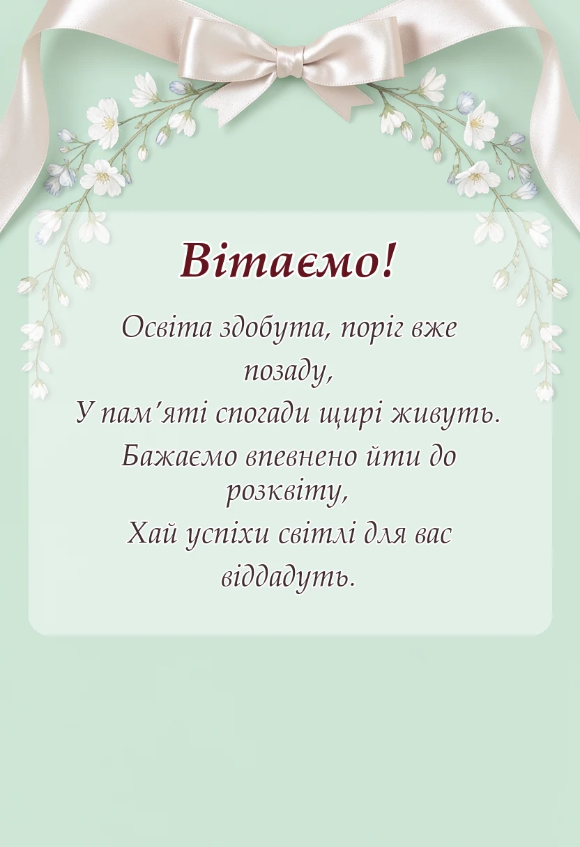 листівка з побажанням - привітання з закінченням школи у віршах