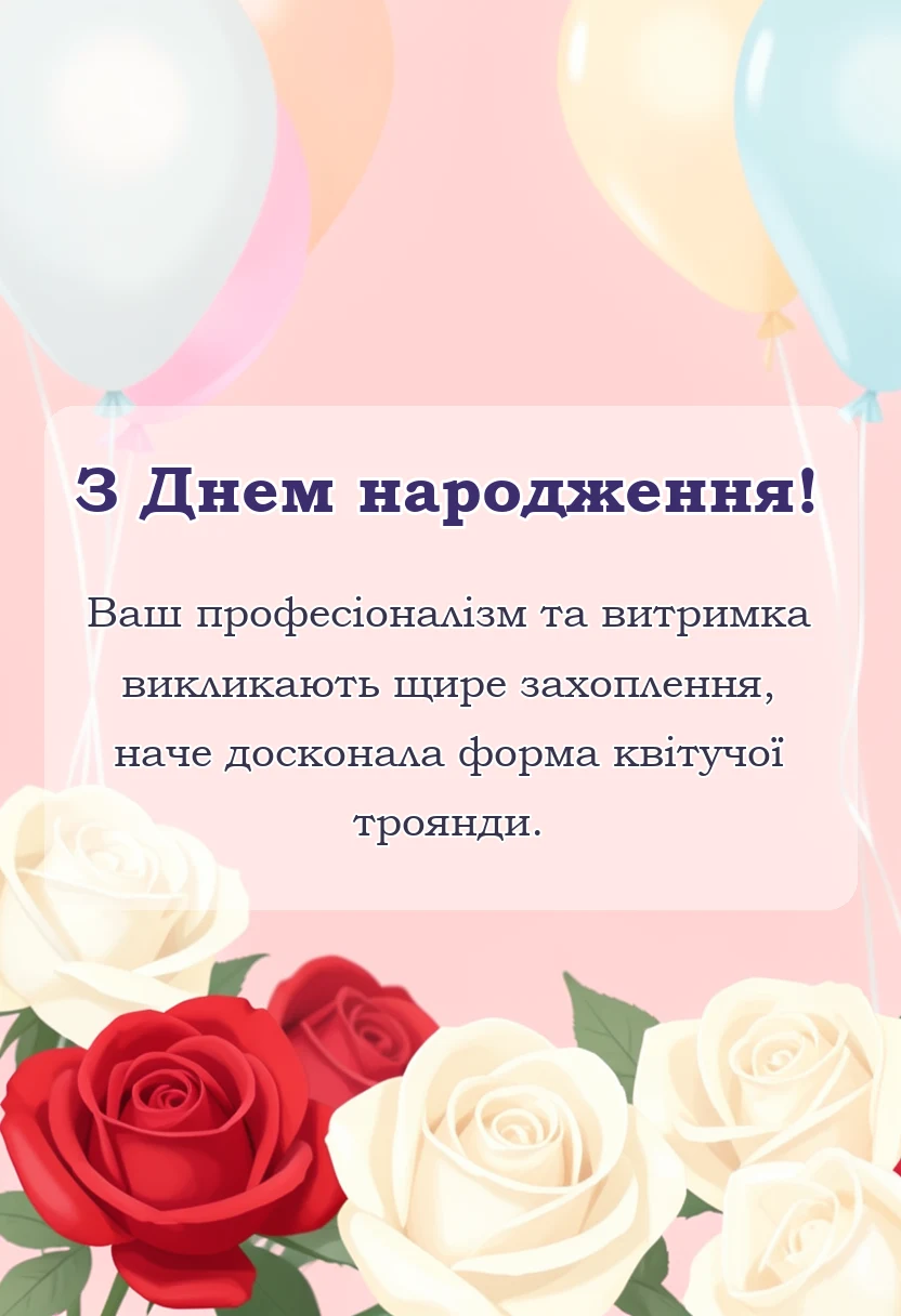 красива листівка: привітання з днем народження троянди листівки
