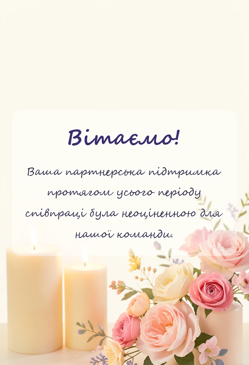 вітальна листівка - подяка за співпрацю