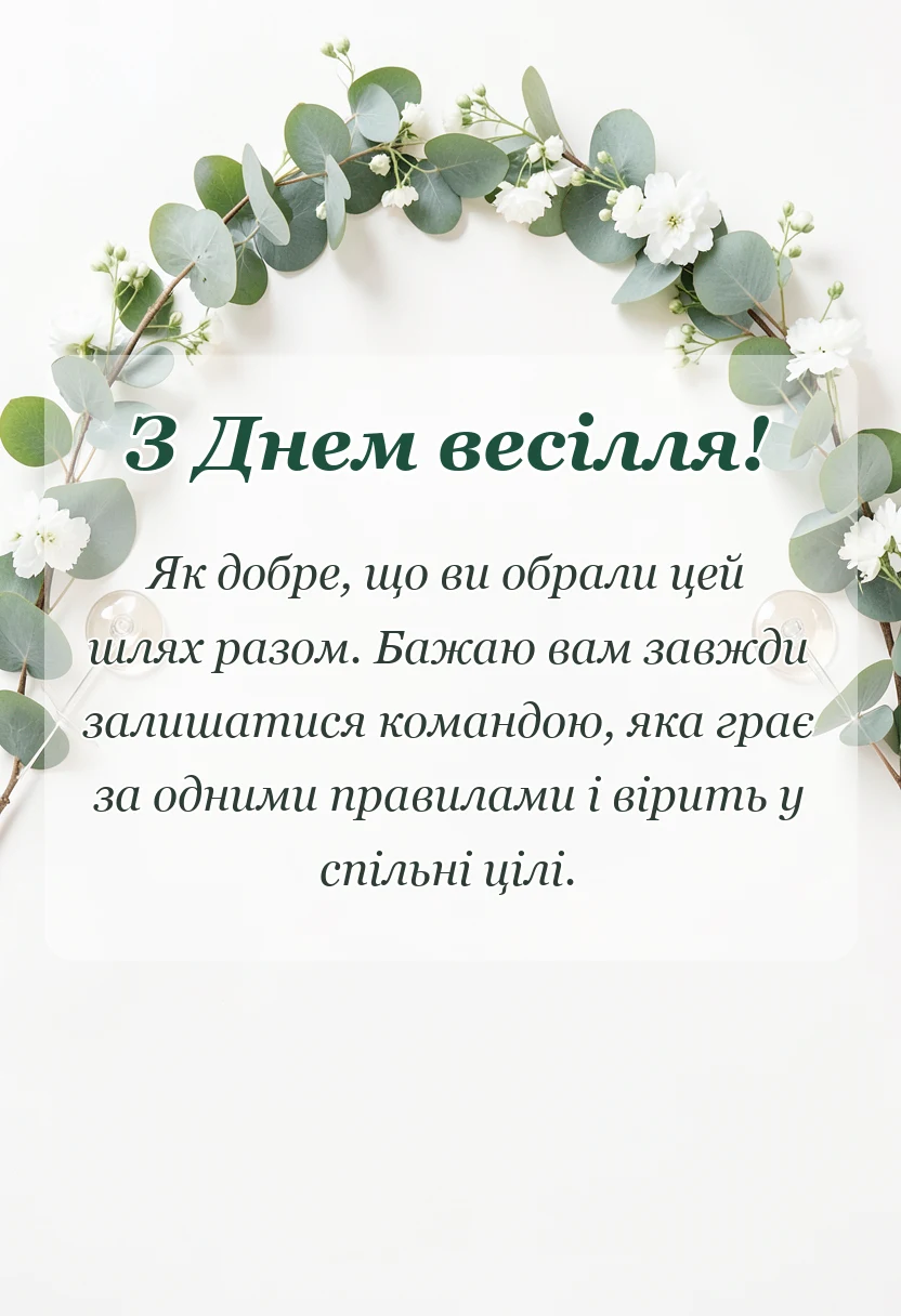 святкова картинка: привітання на весілля своїми словами