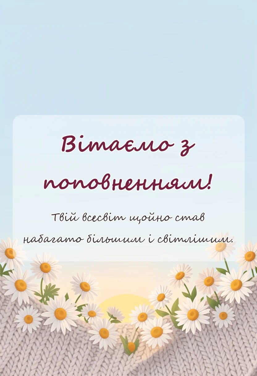 унікальна листівка - вітальні листівки привітання з народженням донечки