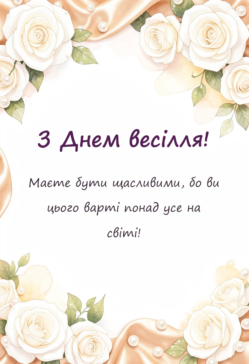 красива листівка: привітання з весіллям
