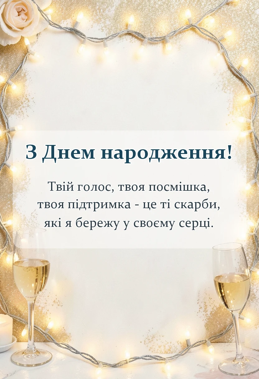 листівка з побажанням - привітання з днем народження українською мовою