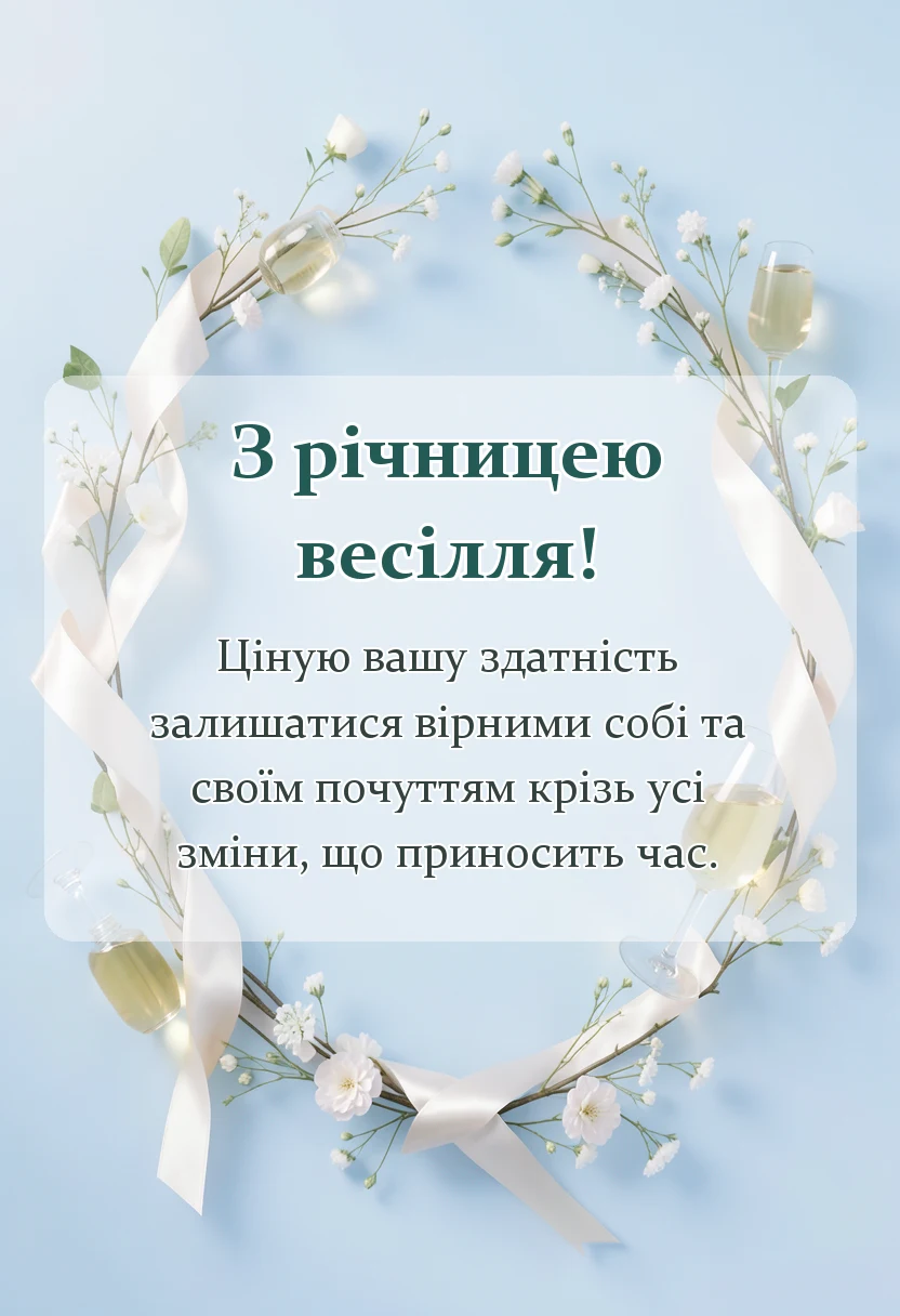вітальна листівка - привітання з річницею подружнього життя