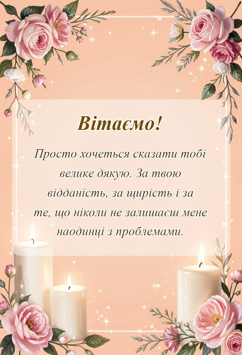 унікальна листівка - слова подяки хорошій людині