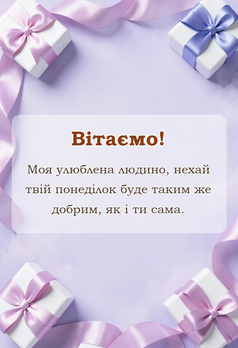 вітальна листівка - побажання мирного понеділка та вдалого тижня