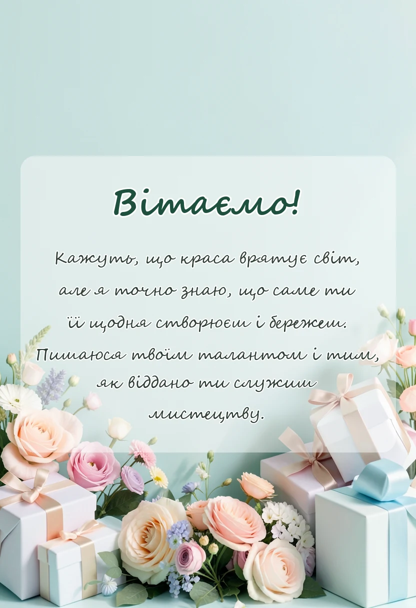 вітальна листівка - привітання працівникам культури