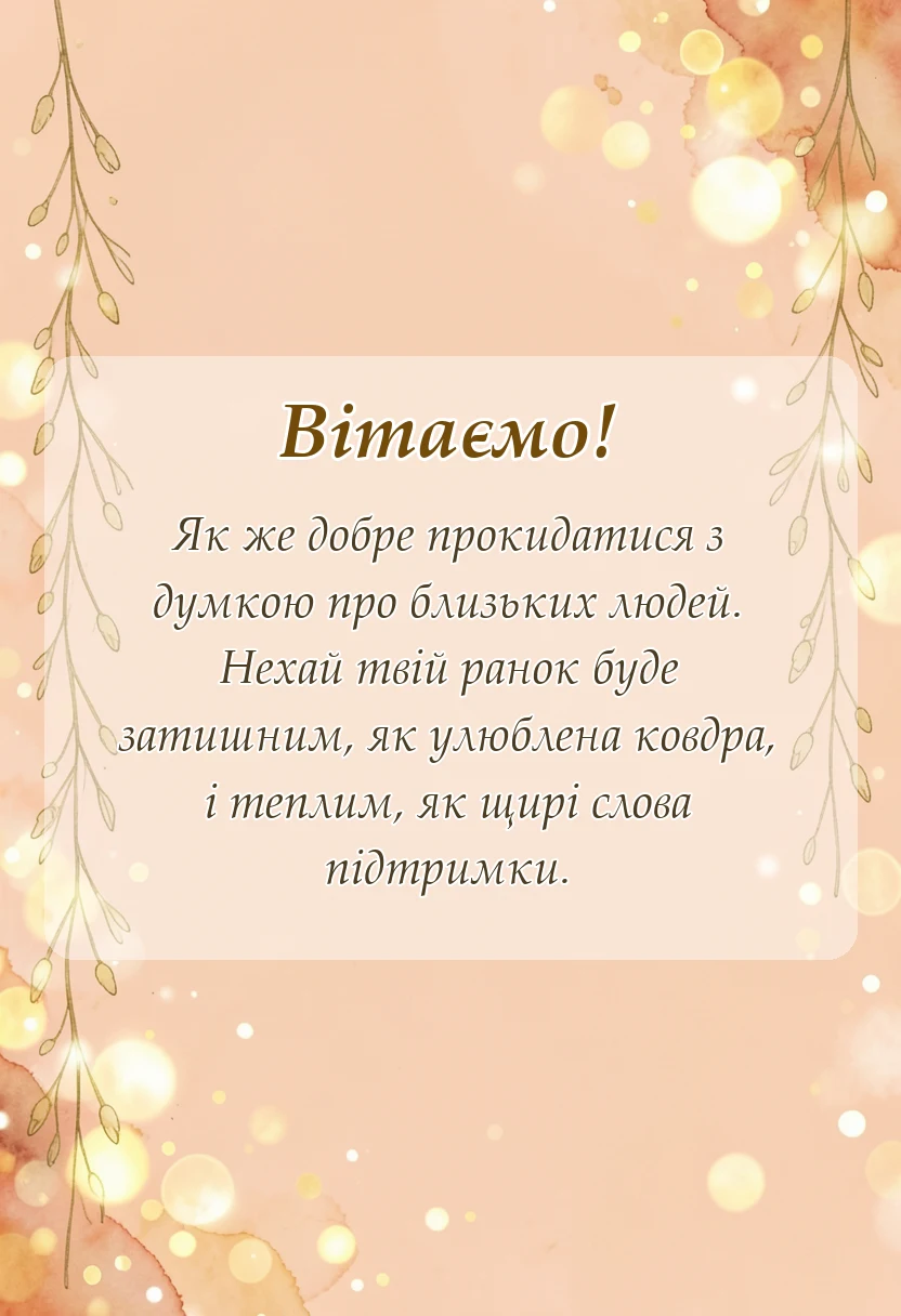 унікальна листівка - гарне привітання з добрим ранком