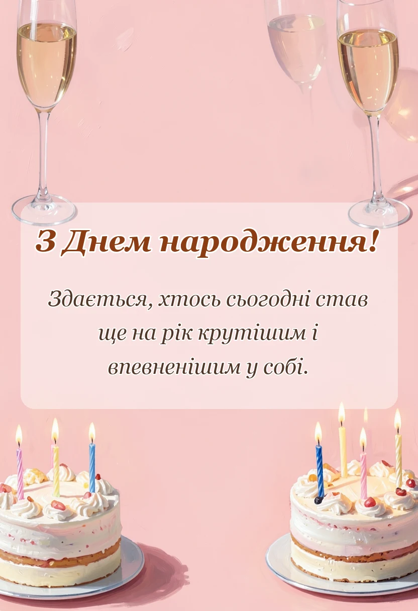 вітальна листівка - привітання з днем народження своїми словами прикольні