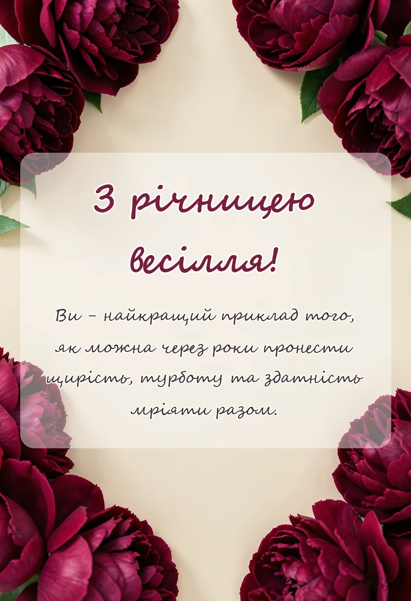вітальна листівка - привітання дітей з річницею весілля