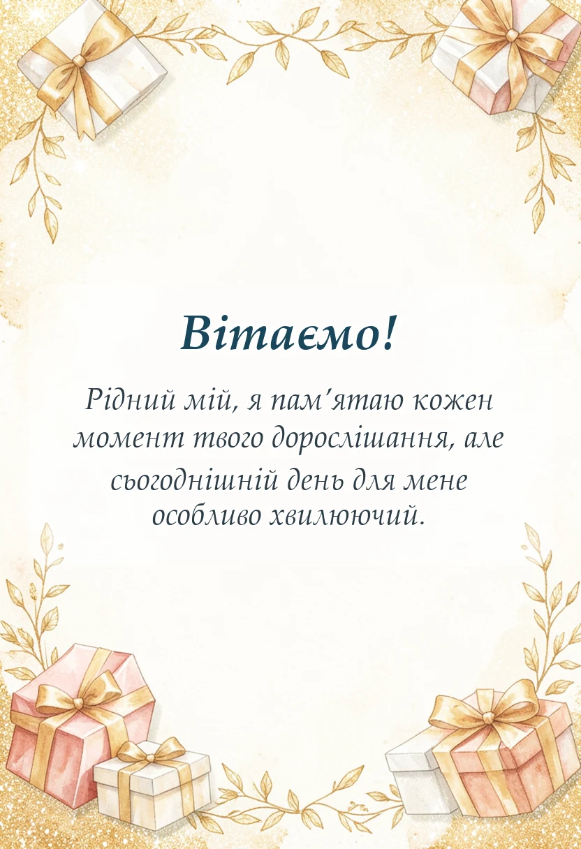 вітальна листівка - привітання з 20-річчям чоловікові