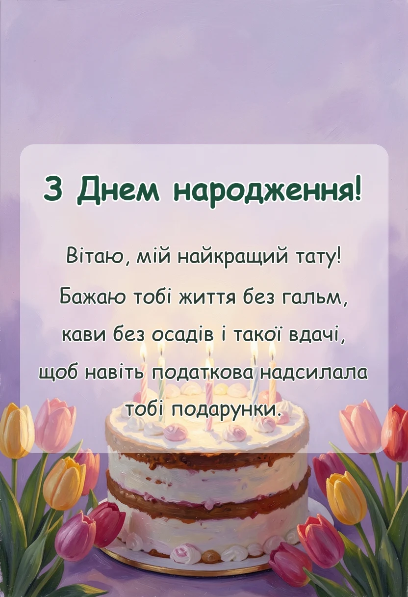 листівка з побажанням - привітання з днем народження батькові картинки побажання