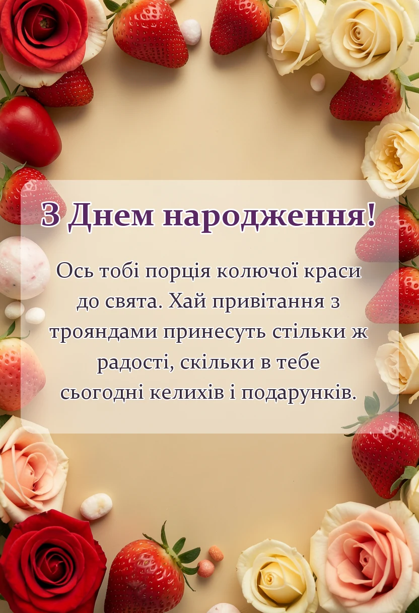 святкова картинка: привітання з днем народження троянди листівки