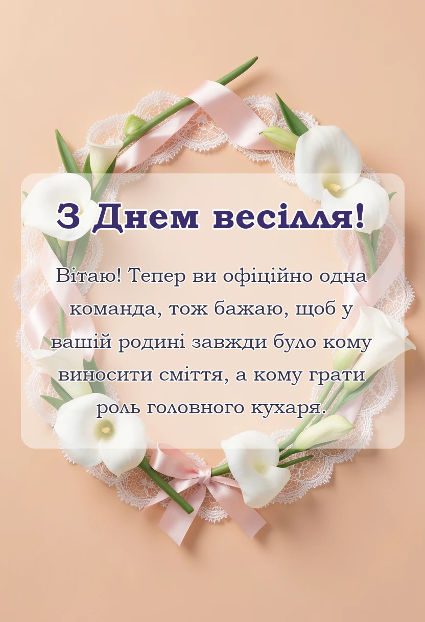 святкова картинка: привітання на весілля своїми словами