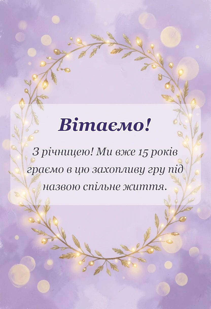 унікальна листівка - привітання чоловіку на кришталеве весілля