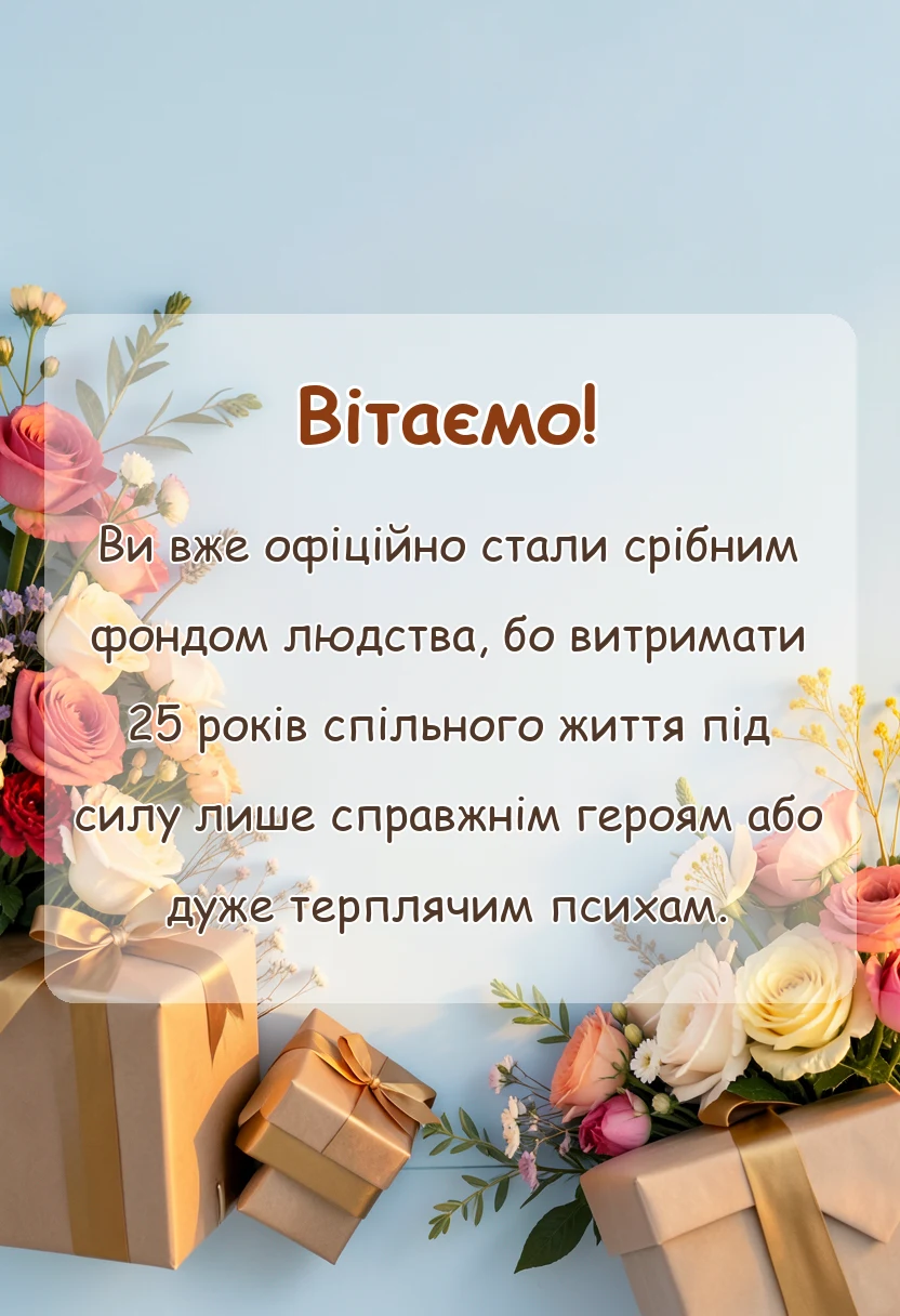 святкова картинка: привітання ідеї подарунки срібне весілля 25 років