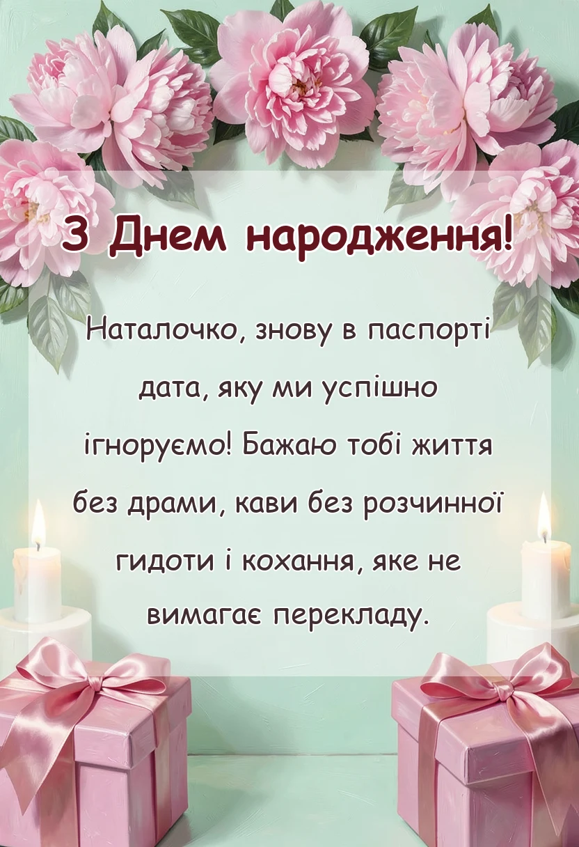 унікальна листівка - з днем народження наталя вірш