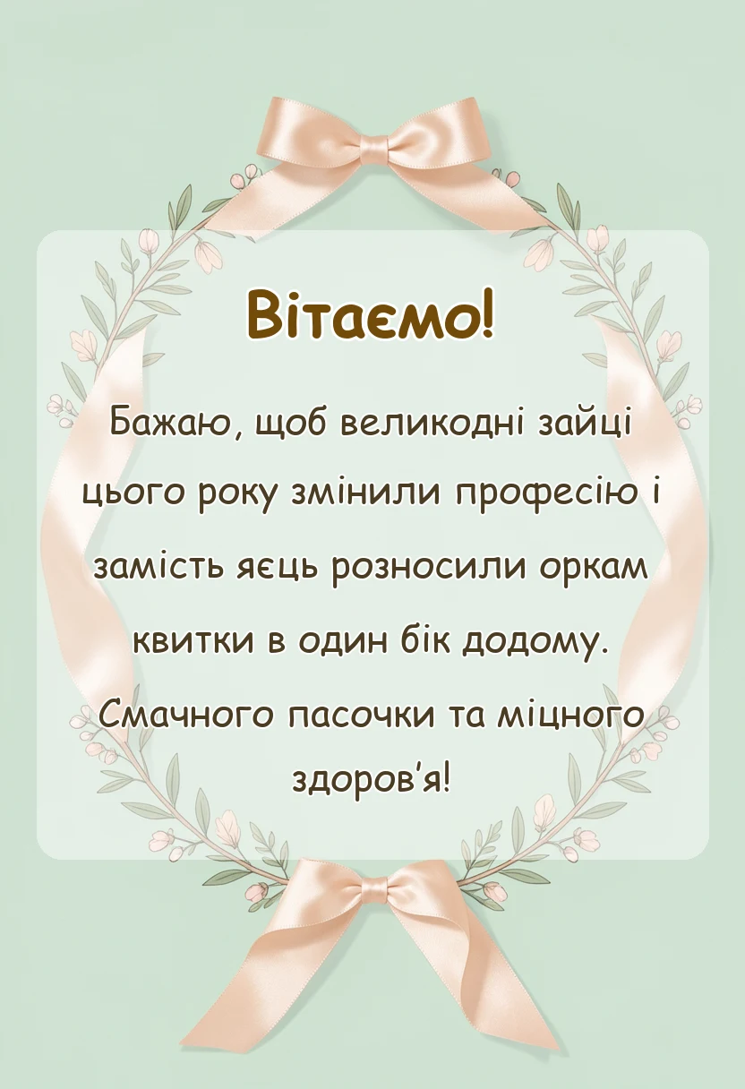 красива листівка: патріотичне привітання з великоднем