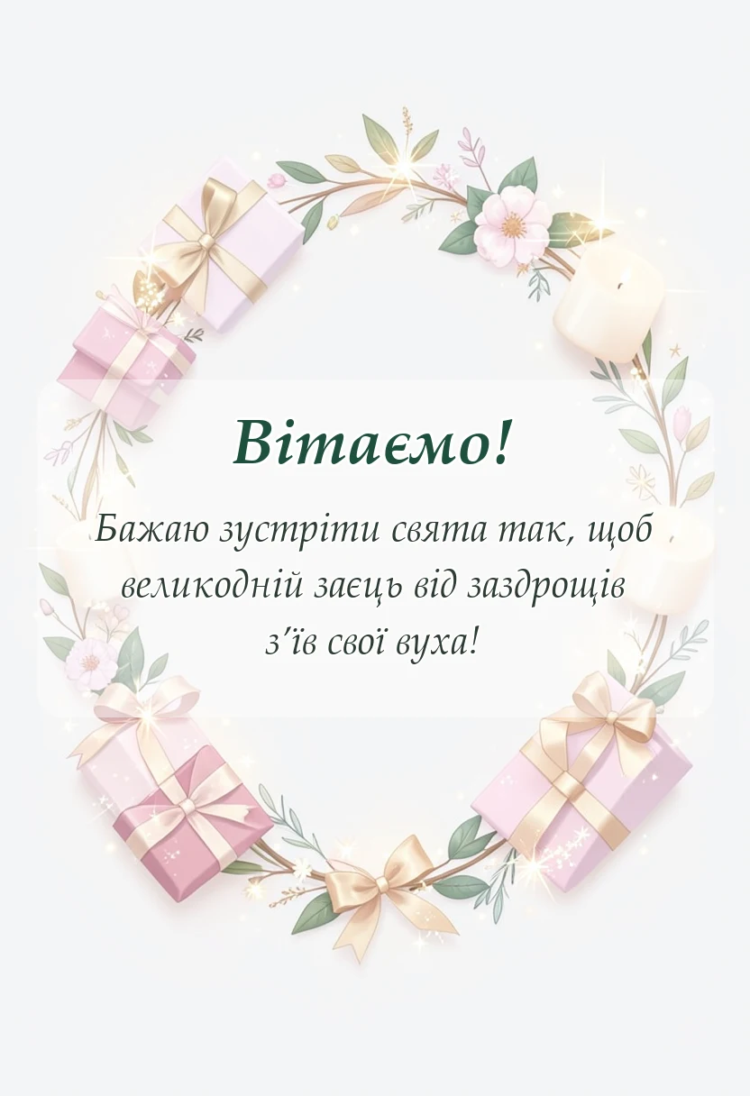 листівка з побажанням - привітання з прийдешнім великоднем