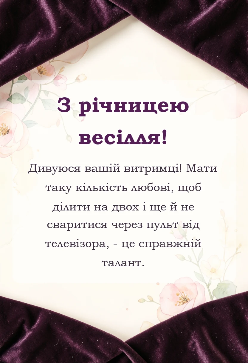 унікальна листівка - привітання з річницею подружнього життя