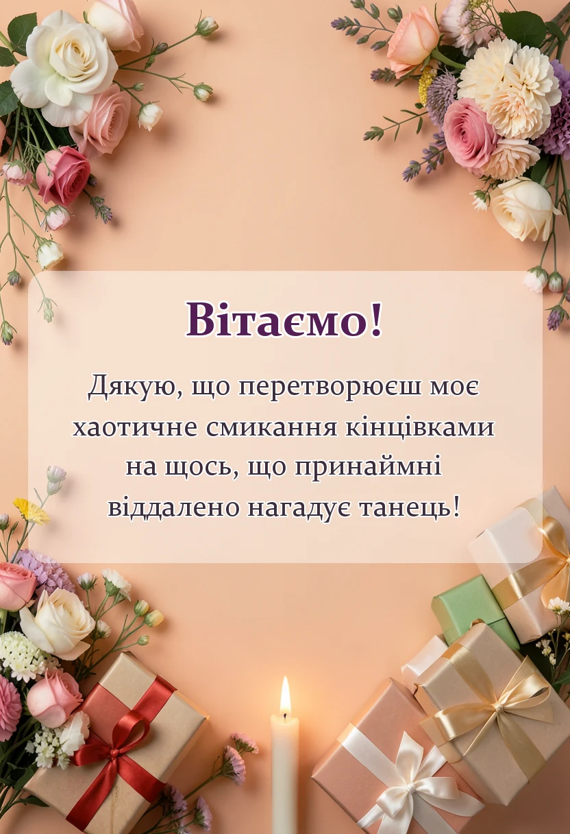 вітальна листівка - подяка хореографу своїми словами