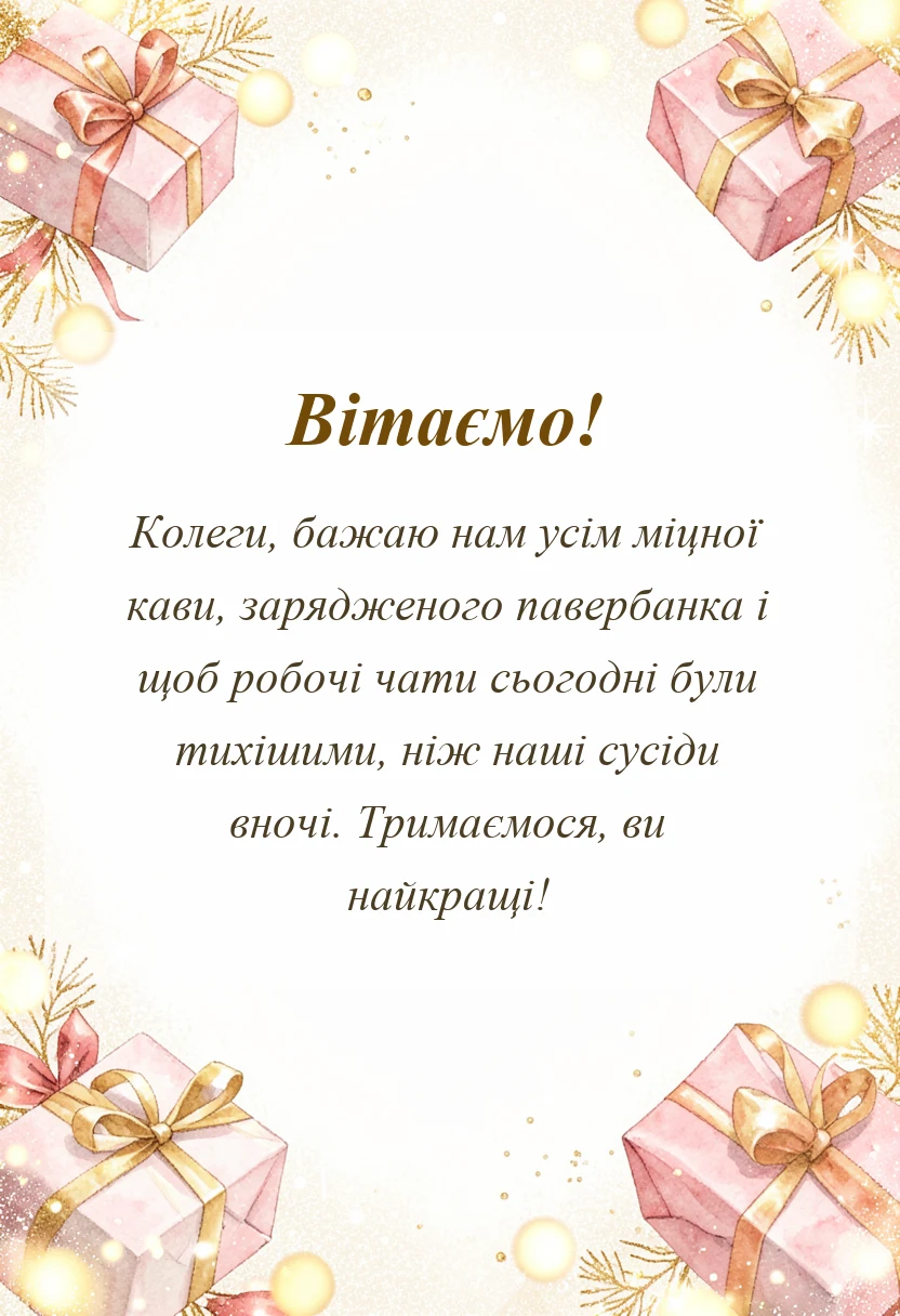 красива листівка: побажання колегам під час війни