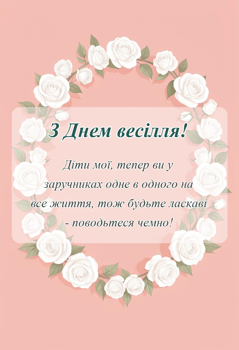 вітальна листівка - привітання з весіллям