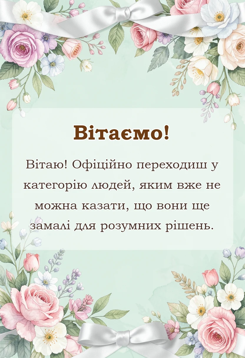 унікальна листівка - привітання з 20-річчям чоловікові