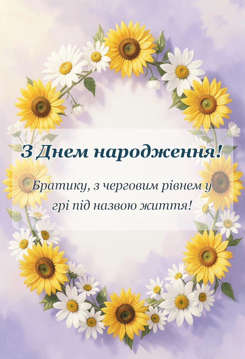 листівка з побажанням - привітання з днем народження двоюрідному брату