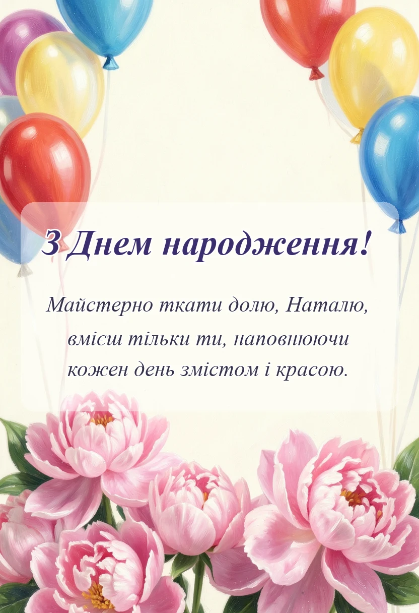 листівка з побажанням - з днем народження наталя вірш